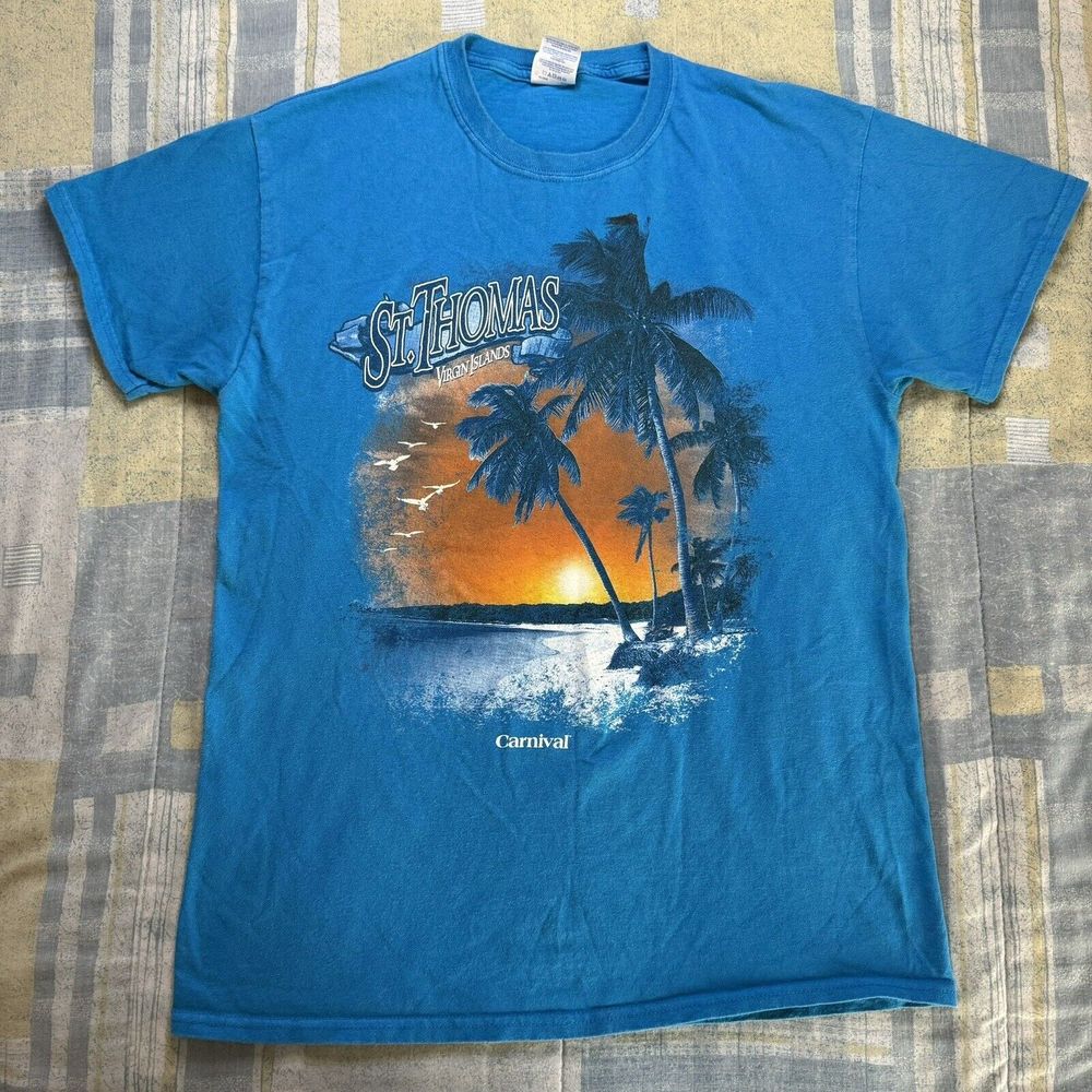 Gildan "St Thomas Virgin Islands" Short Sleeve Teal Blue Mens Medium